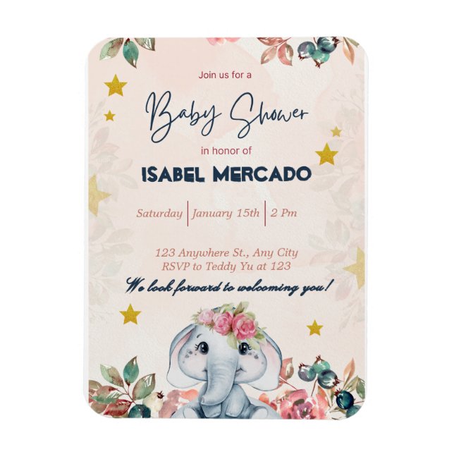 Boho Baby Shower Inbjudan – Modern & Stylish Magnet (Vertikal)