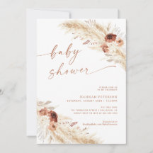 Boho Baby Shower Inbjudan Pampas Grass Baby Inbjud