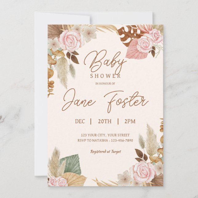 Boho Baby Shower-inbjudan Spara Datumet (Framsida)