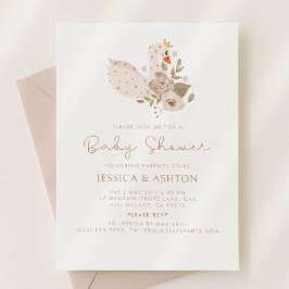 Boho Baby Shower-inbjudan - Svan & Blommigt Design Inbjudningar