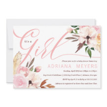 Boho Baby Shower, inbjudan till Blommigt med vatte