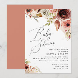 Boho Baby Shower, inbjudan till jordisk Blommigt