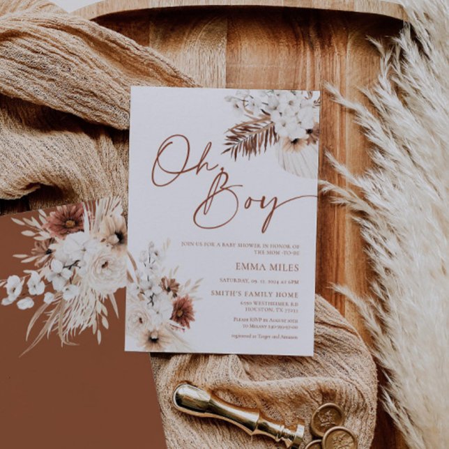 Boho Baby Shower-inbjudan till pojk-inbjudan Inbjudningar (Skapare uppladdad)
