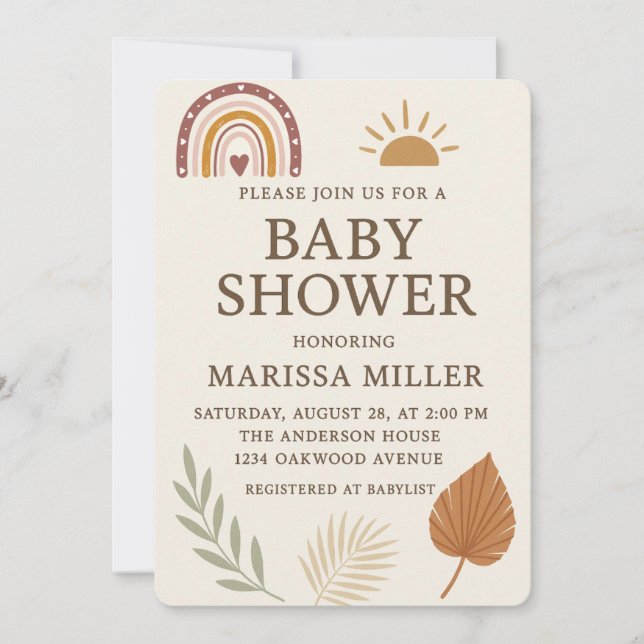 Boho Baby Shower Invitation Inbjudningar (Framsida)