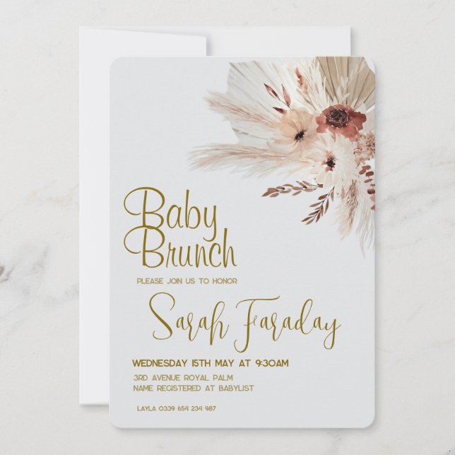 Boho Baby Shower Invitation Inbjudningar (Framsida)