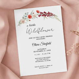 Boho Baby Shower Invitation red floral watercolor Inbjudningar