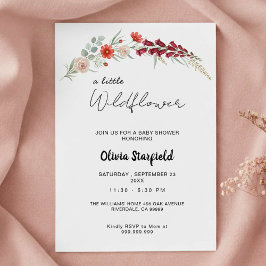 Boho Baby Shower Invitation red floral watercolor Inbjudningar