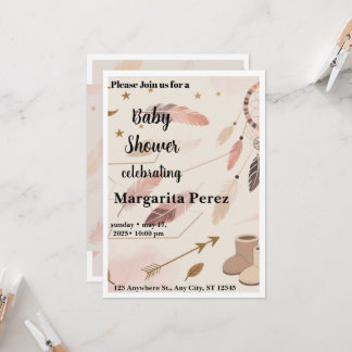 Boho Baby Shower Invite Inbjudningar