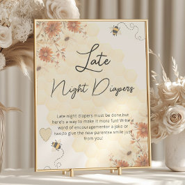 Boho Baby Shower Late Night Diaper Poster