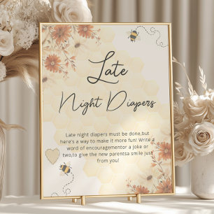 Boho Baby Shower Late Night Diaper Poster