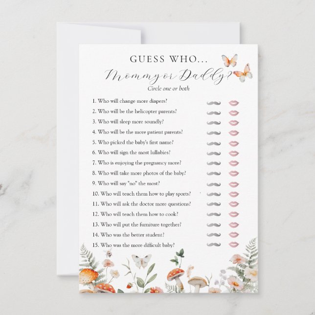 Boho Baby Shower Mamma eller pappa Game Card Inbjudningar (Framsida)