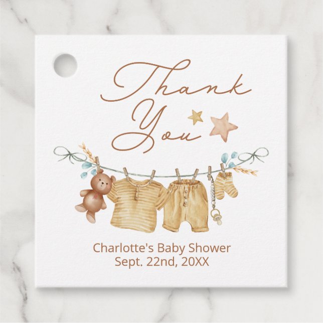 Boho Baby Shower-Märkre, Tack Gåvor Etiketter (Framsida)