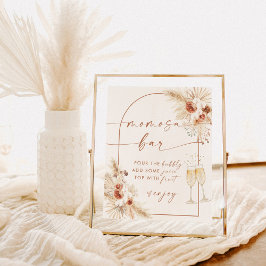 Boho Baby Shower Mimosa Pub Sign, Pampas Grass Poster