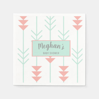 Boho Baby Shower | Mint-Grönt och persiko-pil Pappersservett