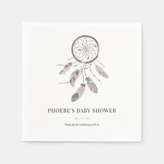 Boho Baby Shower Modern Watercolor Party Papper Pappersservett (Framsidan)