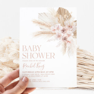 Boho Baby Shower-Neutralt för inbjudningsblommor R Inbjudningar