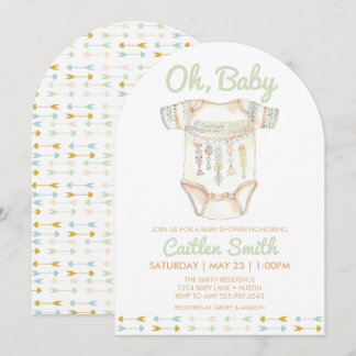 Boho Baby Shower Oh Baby-inbjudan Inbjudningar
