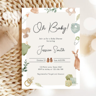 Boho Baby Shower Oh Pojke Clothes Rustic Inbjudningar