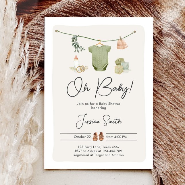 Boho Baby Shower Oh Pojke Clothes Rustic Inbjudningar (Skapare uppladdad)