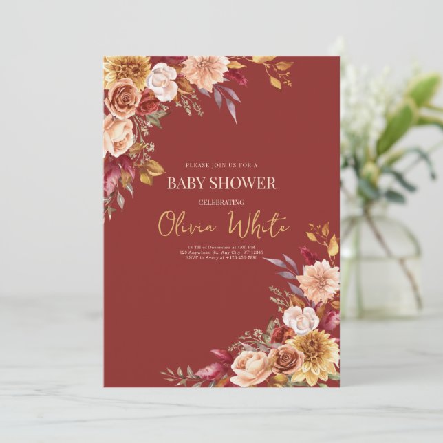 Boho Baby Shower Pampas Grass Blommig Bebis shower Inbjudningar (Stående Fram)