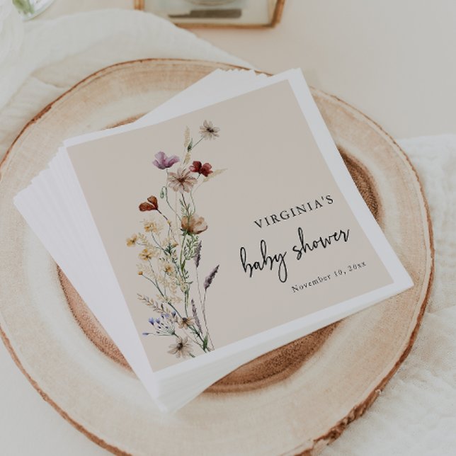 Boho Baby Shower Pappersservett (Boho Wildflower Baby Shower Napkins by Painted Paperie
)