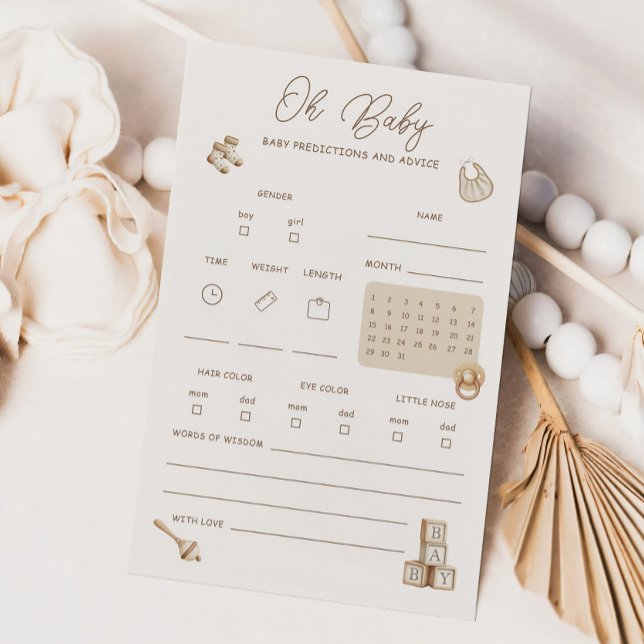 Boho Baby Shower Predictions And Advice Card (Skapare uppladdad)