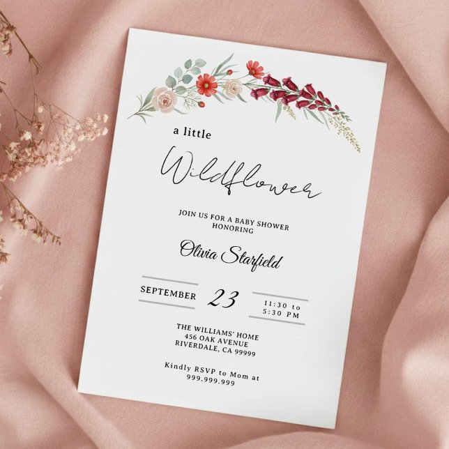 boho baby shower red floral baby shower  inbjudningar (Skapare uppladdad)