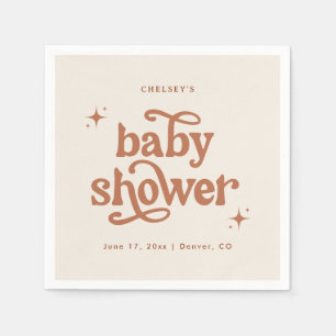 Boho Baby Shower, Retro Terracotta Baby Shower Pappersservett