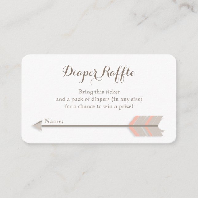 Boho Baby Shower Rosa and GreyDiaper Raffle Biljet Tilläggskort (Framsida)