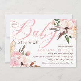 Boho Baby Shower, Watercolor Blommigt Inbjudningar