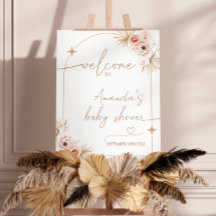 Boho Baby Shower Welcome Sign, Modern Pampas Grass