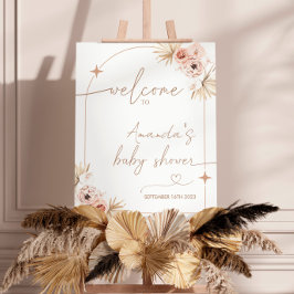 Boho Baby Shower Welcome Sign, Modern Pampas Grass Poster