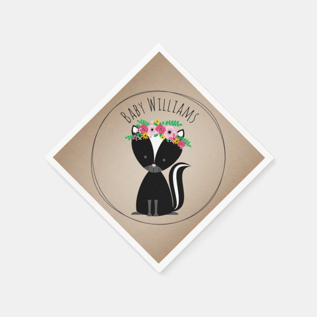 Boho Baby Skunk Baby Shower Napkins Pappersservett (Hörn)