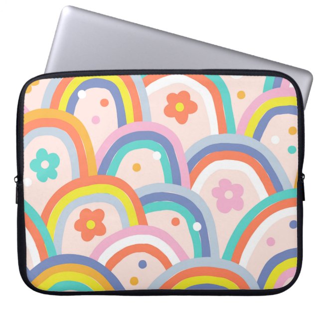 Boho baby sommar vismisk regnbåge, sömlös patter laptop fodral (Framsidan)