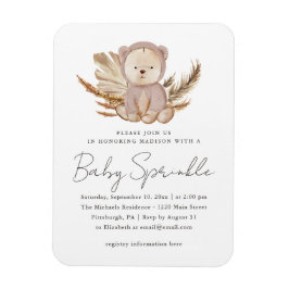 Boho Baby Sprinkle-inbjudan med sött björn Magnet