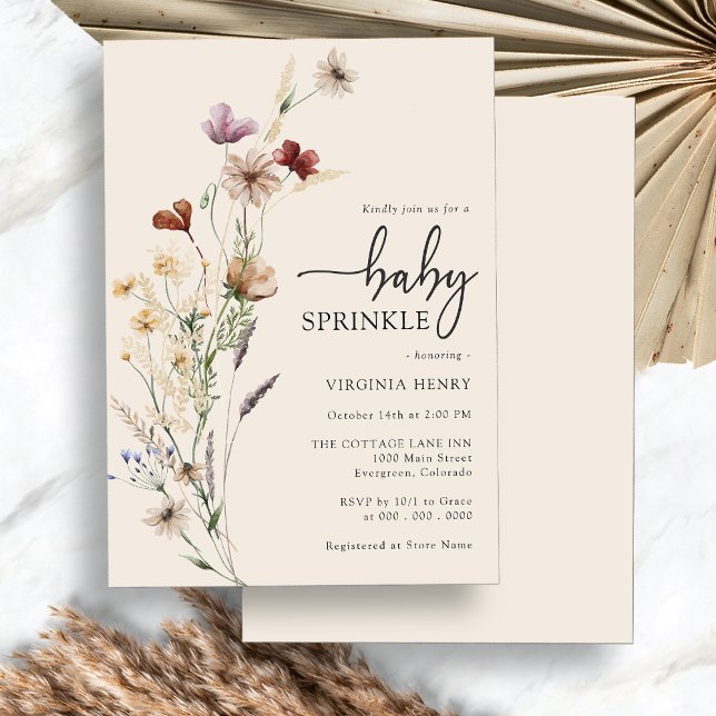 Boho Baby Sprinkle Inbjudningar (Boho Floral Baby Sprinkle Invitation by Painted Paperie
)
