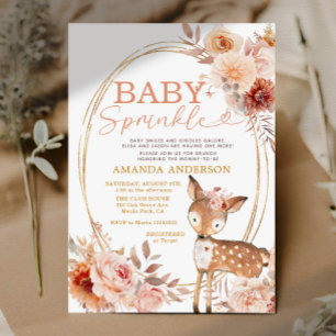 Boho Baby Sprinkle Little Hjort Blommigt Baby Show Inbjudningar