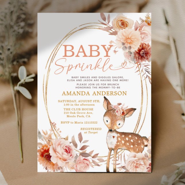 Boho Baby Sprinkle Little Hjort Blommigt Baby Show Inbjudningar (Skapare uppladdad)