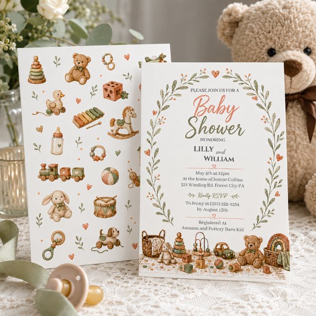Boho Baby Toys Shower Invitation Inbjudningar (Skapare uppladdad)