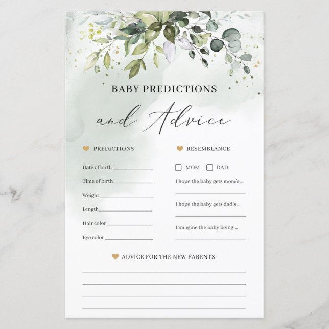 Boho babyduschförutsägelser och rådgivningsspel (Framsida)