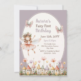 Boho Babyflicka Whimsical Fe första födelsedagen Inbjudningar