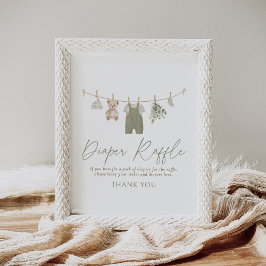 Boho Babykläder Baby Shower Blöja Lotteri Skylt