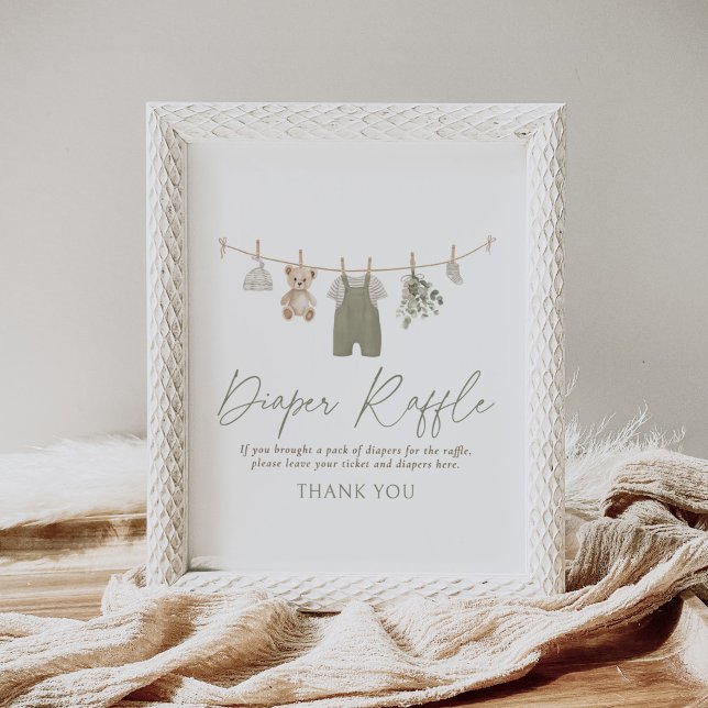 Boho Babykläder Baby Shower Blöja Lotteri Skylt (Skapare uppladdad)