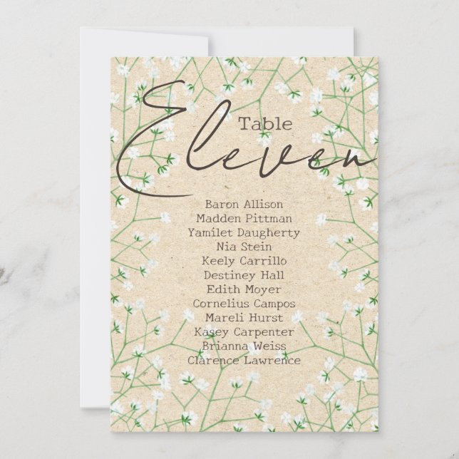 Boho Baby's Band Bordsnummer Seating Chart 11 (Framsida)