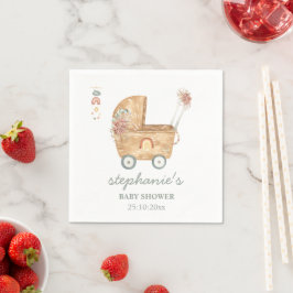 Boho Babyvagn Baby Shower Pappersservett