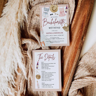 Boho Bachelorette Winery Helg Itinerary Inbjudningar