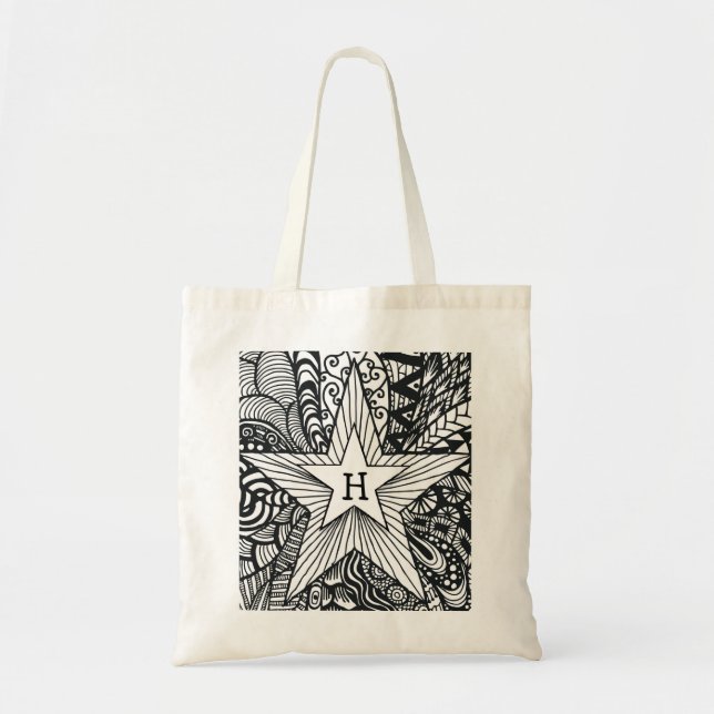 Boho Bag du kan Färg in, Boho Party-förmån Tygkasse (Framsidan)
