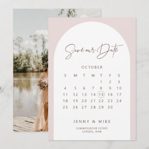 Boho-båge Kalender Spara datum-inbjudan Inbjudningar