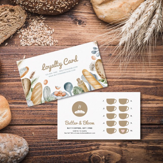 Boho Bakery Kaffe Lojalitetsbelöning Stämpelkort Lojalitetskort (Free Coffee Boho Bakery Loyalty Card)