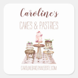 Boho Baking Bakery Boutique, Muffinsar och pastrie Fyrkantigt Klistermärke
